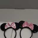 2 Pcs Pink Mouse Ears Sequin Headbands,Shiny Bows Headbands, A Perfect Addition to Your Trip Essentials Accessories for Women Grils Princess Decoration Costume Cosplay