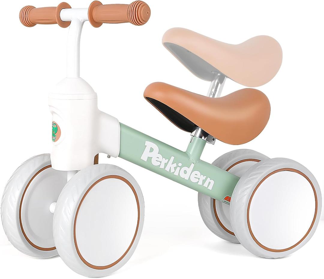 PerKidern Baby Balance Bike for 1-3 Year Old Boys Girls, 12-36 Month Toddler Balance Bike, 4 Wheels Baby Bike Toddler First Birthday Gifts, One Size