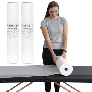 Disposable Massage Bed Cover - 60 Sheets Per Roll, Non-woven Material - Ideal for Spa, Tattoo, Waxing - No Crinkle Table Sheets - 31.5 x 71 Inches (2 Rolls)