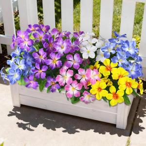 Homsunny Artificial Flowers for Outdoor, Fake Silk Flowers UV Resistant, Realistic Faux Plants Flowers for Front Door Porch Planter Patio Yard Garden Spring Decor