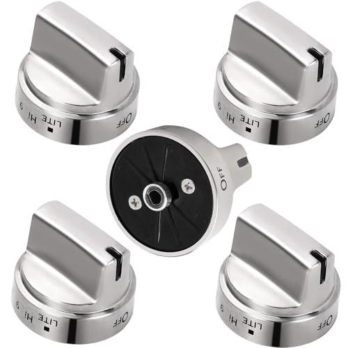 WB03X24818 Gas Stove Knob Replacement for GE, 5 Pack Stainless Steel Replacement Stove Knobs to Replace 4363588, AP5989029, PS11729081, EAP11729081, Range Knobs Compatible with ge Stove Knob