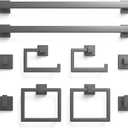 Luxury Charcoal Graphite Bathroom Hardware Set 10-Piece Modern Square Towel Rack & Towel Bar Set, Matte Gray Wall Mounted