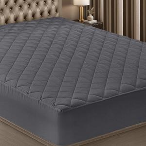 Utopia Bedding Quilted Fitted Mattress Pad, Queen Size, Elastic Fitted Mattress Topper Protector and Cover Stretches up to 16 Inches Deep, Machine Washable (Grey)