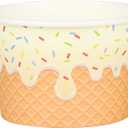 AimFun 50 Pcs Disposable Paper Ice Cream Cups 9oz Waffle Sprinkles Dessert Snack Container Bowls for Hot Cold Frozen Yogurt Soup Party Supplies