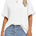 ATHMILE Womens Oversized T Shirts Summer Tops Spring Casual Loose Fit Workout Short Sleeve 2025 Beach Vacation Size M (White)