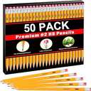 50 Pack Pencils #2，Pre-Sharpened HB Pencil Bulk with Top Erasers, Great Set for Office, School, and Classroom Supplies