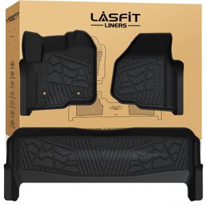 LASFIT Floor Mats for Ford F250 F350 2012-2016 Super Duty Crew Cab Without Manual Transfer Case Shifter All Weather Protector TPE Car Carpet Floor Liners, 1st & 2nd Rows, 3pc Black