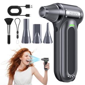 ZARIMI Electric Compressed Air Duster, 170000RPM High-Speed Cordless Air Blower with Rechargeable Battery for Keyboard, PC & Electronics Car Cleaning, Reusable Canned Air Alternative