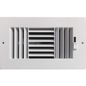 HBW Three-Way Plastic Side Wall/Ceiling Register in White 8" w X 4" h for Duct Opening (Outside Dimension is 9.75" w X 6" h)