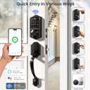 Veise VE017G-H Wi-Fi Smart Fingerprint Front Door Lock Set, Remote App Control, Keyless Entry Deadbolt with Handle, Backlit Keypad, IP55 Weatherproof, Auto Lock, Easy to Install, Matte Black