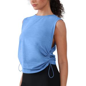 Workout Tops for Women Lightweight Yoga Shirts Athletic Top Gym/Running Cropped Tank Tops Baby Blue (Blue)