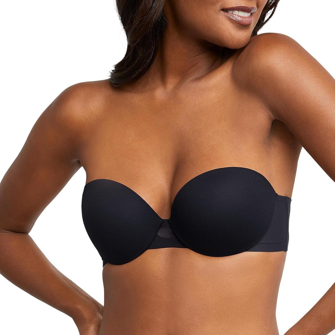 Maidenform Women's DreamWire Multi-Way Underwire Bra, Strapless 6-Way Convertible Bra (Black)