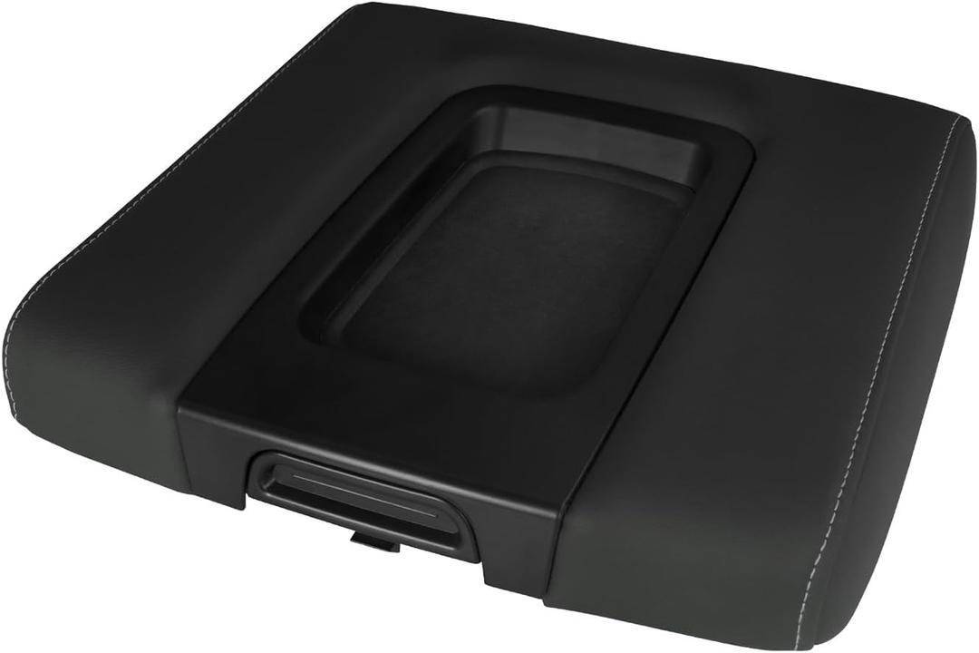 Front Seat Center Console Armrest Lid Cover with Liner Mat Black Compatible with 2014-2019 Chevrolet Chevy Silverado Suburban Tahoe GMC Sierra Yukon XL Replaces 22881398 22876379