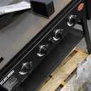 Char-Griller Flat Iron 4-Burner Propane Gas Flat-Top Griddle with Steel Griddle Top, Wind Guards and Instant-Ignition, 775 Cooking Square Inches in Black, Model E8936