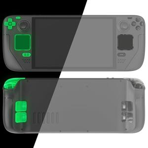 EXtremeRate Replacement Full Set Buttons for Steam Deck OLED Handheld Console, Glow in Dark - Green DIY Custom ABXY D-pad Trackpad Bumpers Triggers Buttons with Tools for Steam Deck OLED Console