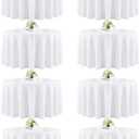 120 Inch White Round Tablecloth For 48"-96" Table, 8 Pack