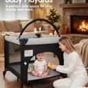 4 in 1 Baby Bassinet Bedside Crib with One-Hand Setup & Waterproof Mattress ASTM-Certified Pack and Play, Portable Foldable Playard with Diaper Changer for Newborn to Toddler(Black)