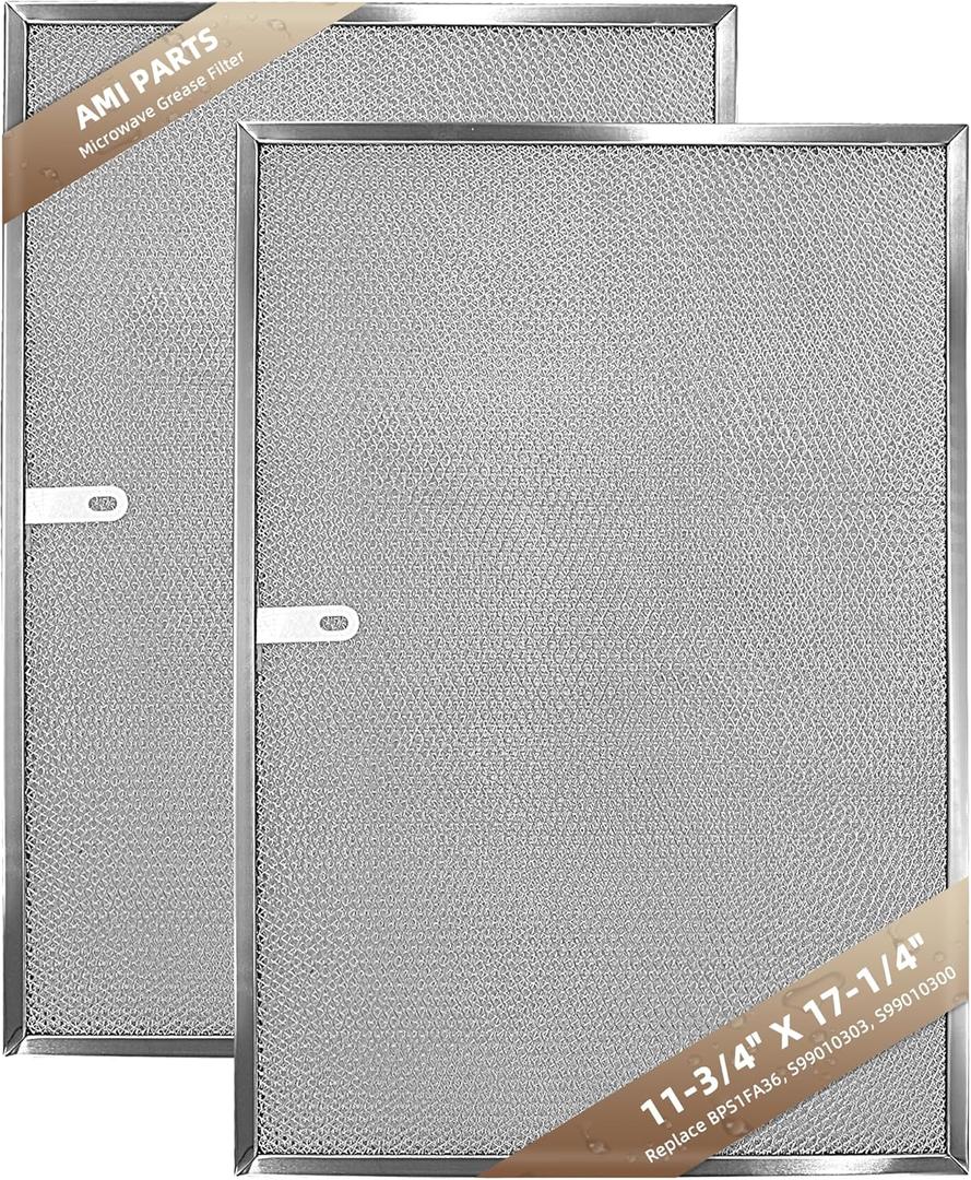 BPS1FA36 Aluminum Range Hood Filter 11-3/4" X 17-1/4" X 3/8" Compatible With B-roan Range Hood Filter 36" WS1 & QS1 & WS2 Series and Sears 5260-36" Series by AMI PARTS (2 Packs) (Dark Silver)