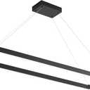 Modern Led Chandelier Linear Rectangle Chandelier Modern Led Pendant Light Kitchen Island Lighting Fixture 6000K Dimmable 39.4 Contemporary Hanging Light for Dining Room Living Room Black