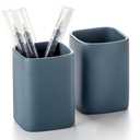 Viosuniu Pen Holder, 2 Pack Pencil Holder for Desk,Ceramic Pencil Cup Desk Organizer, Makeup Brush Holder Cute, Stationery Accessories for Office, School, Home (Matte blue)