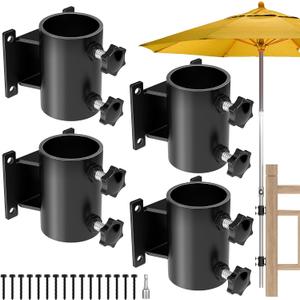 Deck Umbrella Mount Stainless Steel Patio Umbrella Holder, Umbrella Clamp Mount for Deck Railing Heavy Duty Outdoor Umbrella Clamp (4 Pcs)