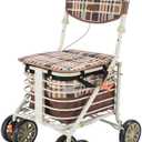 Heavy Duty Shopping Cart with Seat, 4 Wheels Medical Walking Aids Foldable, Drive Rollator Walker Lightweight Quality Aluminum Alloy Frame, Used for Seniors Walking, A