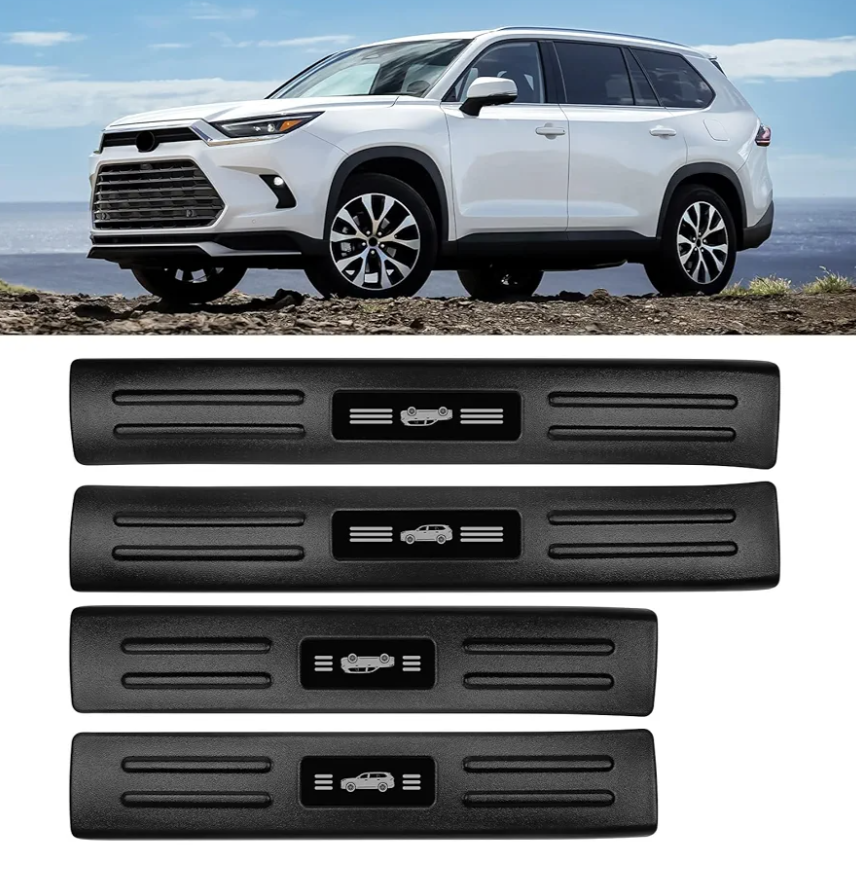 BIBLOZ ABS Material Door Sill Protector Compatible with Toyota Grand Highlander (Include Hybrid) LE/XLE/Limited/Platinum Accessories 2024-2025 Door Sill Guards Trim(Not for Highlander)