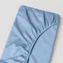 Short Alaskan King Fitted Sheet  100% Egyptian Cotton, 600 Thread Count Sateen Weave, Deep Pocket Fitted Sheet 12 Inch, Hotel Quality Bedding  Light Blue Solid