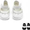 Doll Shoes Compatible with 17 cm Dolls, Versatile Doll Shoes with Custom Fit - Hook & Loop Fastening for Easy On/Off, Doll Accessories Secure for Bag Clip, No Doll(White)