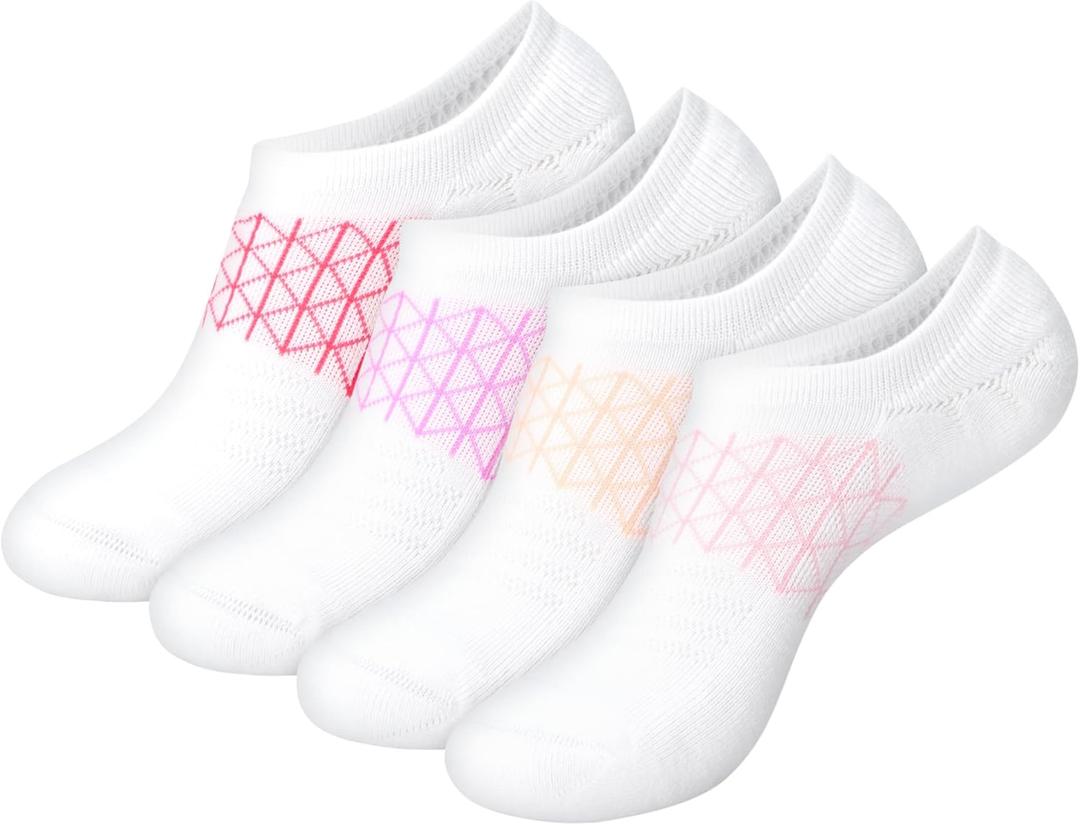 Hanes Women's Absolute Active No Show Socks (4-Pack) (5-9, White)
