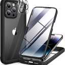 Miracase Glass Series Designed for iPhone 14 Pro Max Case 6.7 Inch, Upgrade Full-Body Bumper Case with Built-in 9H Tempered Glass Screen Protector with Camera Lens Protector, Black