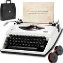 Manual Typewriter with Ribbon, Mechanical Retro Portable Typing Machine | Type Writer for Office & Home Vintage Decor, Classic Old Fashioned Typewriter for Writers, Notes, Letters & Creative Writing