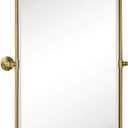 TEHOME Gold Pivot Rectangle Bathroom Vanity Mirrror Farmhouse Tiltable Rounded Metal Framed Pivoting Bathroom Mirror with Beveled Mirrror, Overall 26.91 x 35 inches (Mirrror 23 x 35 inches)