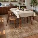 Washable Area Rug 6' x 9' Vintage Traditional Persian Mat - Foldable Distressed Non-Slip Machine Washable Carpet for Living Room Bedroom Kitchen Home Decor - Bronze and Ivory