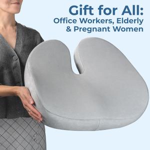5 STARS UNITED Seat Cushion for Tailbone Pain Relief – Memory Foam Lifting Pillow for Coccyx, Hip, Hemorrhoid, Sciatica & Post-Surgery Recovery – Wheelchair, Car, Desk, Gaming & Office Chairs, L Gray