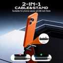 Invisible Holder Charger Cable, 240W PD Fast Charging Cable for Desk, USB-C to USB-C & USB to Light-ning Cable 4.9 FT with 360 Adjustable Metal Stand, 2 in 1 Holder Charger for Gaming, Office, Home