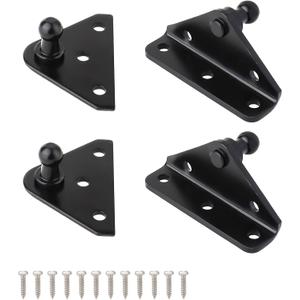 Gas Strut Mounting Hardware Kit - 10MM Ball Stud Bracket Set with 2 L-Type & 2 Flat Mounts (12 Screws) | for Furniture, Cabinets, Windows & Lids