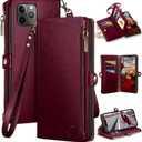 XcaseBar for iPhone 11 Pro Max 6.5" Wallet case with Zipper Credit Card HolderRFID Blocking, Flip Folio Book PU Leather Phone case Shockproof Cover Women Men for apple 11 ProMax case Wine Red