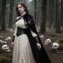 Gothic Half Shoulder Cloak with Feather Cape for Halloween Cosplay (Black, M)