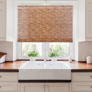 Backyard X-Scapes 20-BLC4 Light-Filtering Cord-Free Bamboo Reed Roll-Up Blind Shades for Windows, 48 in W x 72 in H, Cocoa