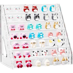 7 Tier Acrylic Display Stand Organiser with Fences, Perfume Stand Organiser, Clear Display Shelf for Home, Office, Retail for Funko Figures Toys Cupcake Food, Cologne, Cosmetics, Storage