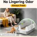 Stainless Steel XL Cat Litter Box for Big Cats, High-Sided Design Prevents Urine Leakage, Non-Stick, Easy to Clean, Odor Control, Includes Scoop, Gray