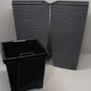 Mueller M-Resin Heavy Duty Tall Planters for Outdoor Plants, Indoor Grande Plant Pots, Boxes, Trees, Flower Pots, 2-Piece Set, 24, Modern Design, Built-in Drainage, Front Porch Decor, Dark Gray (24 x 11.5", Dark Grey)