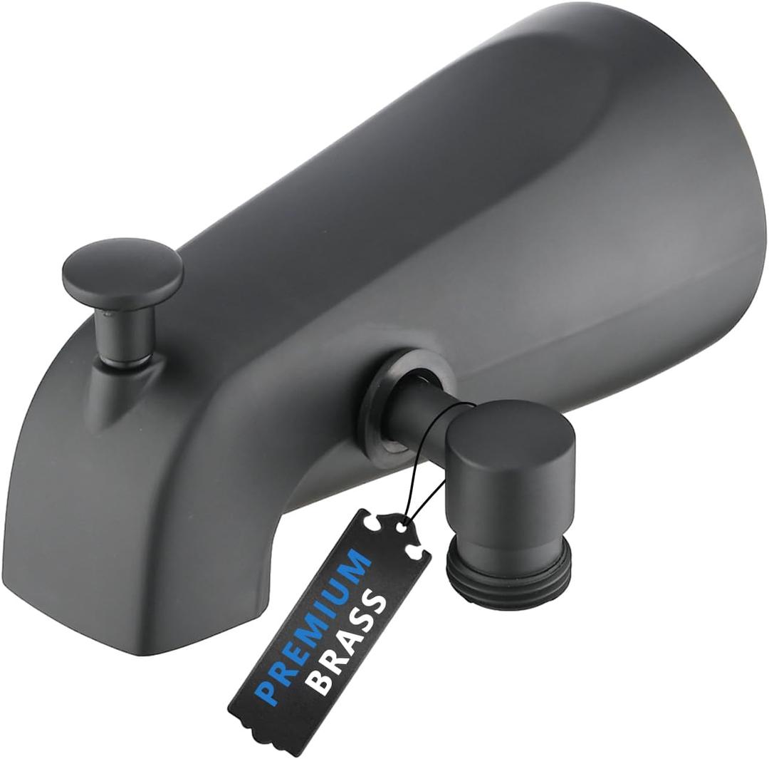 PROOX All Metal Tub Spout with Diverter Matte Black, Diverter Tub Spout for Hand Shower,Without Handheld, Matte Black