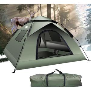 Instant Pop Up Tents for Camping, 2-3 Person Camping Tent 60s Automatic Easy Setup Tent, Double-Thick Waterproof Instant Tents for Hiking Backpacking