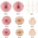 Blush-Pink Rose-Gold Fall Baby-Shower Party-Decorations - 31pcs Welcome Home Banner Sign,Neutral Paper Lanterns,Girl Streamers Garland,Boho Hanging Tissue Pom Poms Flowers Fans Backdrop Decor Burgleda