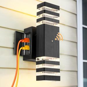Dusk to Dawn Outdoor Light with GFCI Outlet, Porch Light with 2 Sockets, IP65 Waterproof Anti-Rust Outdoor Light Fixture with Outlet for House Porch Front Door