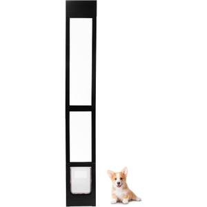 Elevon Dog Door for Sliding Glass Door, Doggie Door Insert with Magnetic Closing Latch Plate, Adjustable Height 80.5"-85.5" Slider Height, Patio Pets Door for Dogs, No-Cut Install, Medium, Black