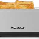 Plum chef 4-Slice Toaster, Extra Wide Long SIot Toaster, 6 Browning Settings, Bagel/Defrost/Reheat Functions, Removable Crumb Tray, Stainless Steel Housing 135oW (Stainless Steel)