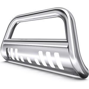 YITAMOTOR Bull Bar Compatible with 2016-2023 Toyota Tacoma (Excludes TRD Models), 3" Tubing Brush Guard Pickup Truck Front Bumper Push Bar w/Grille Skid Plate (Chrome)